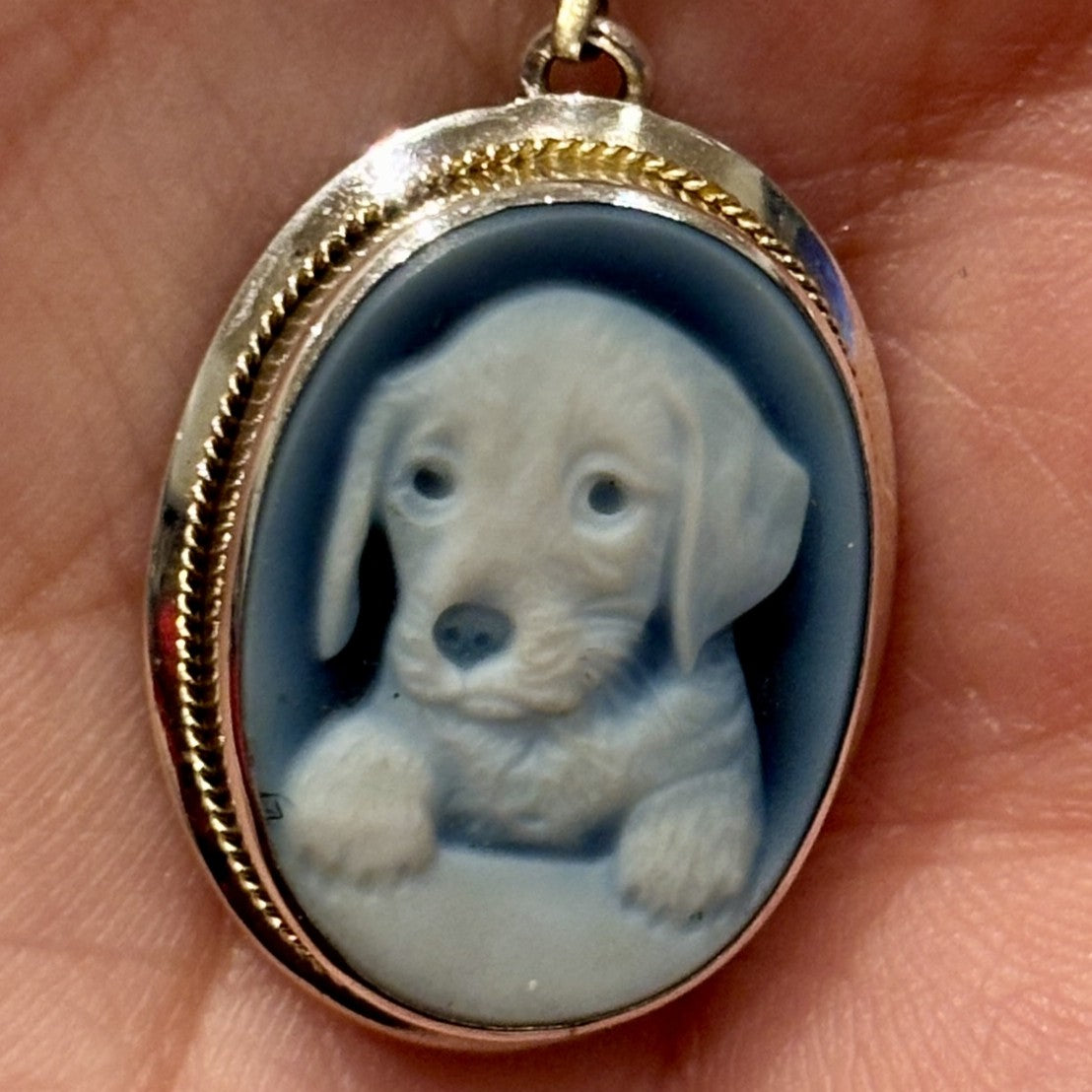 Agate Dog Cameo Necklaces