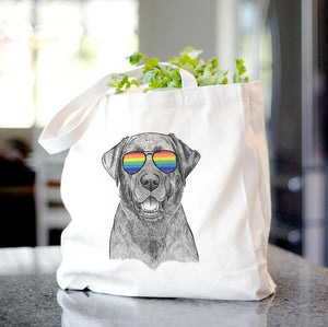 Dogs in Rainbow Glasses Tote Bags