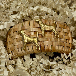Handcrafted Rattan Napkin Rings with Golden Dog Charms