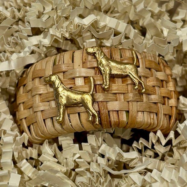 Handcrafted Rattan Napkin Rings with Golden Dog Charms