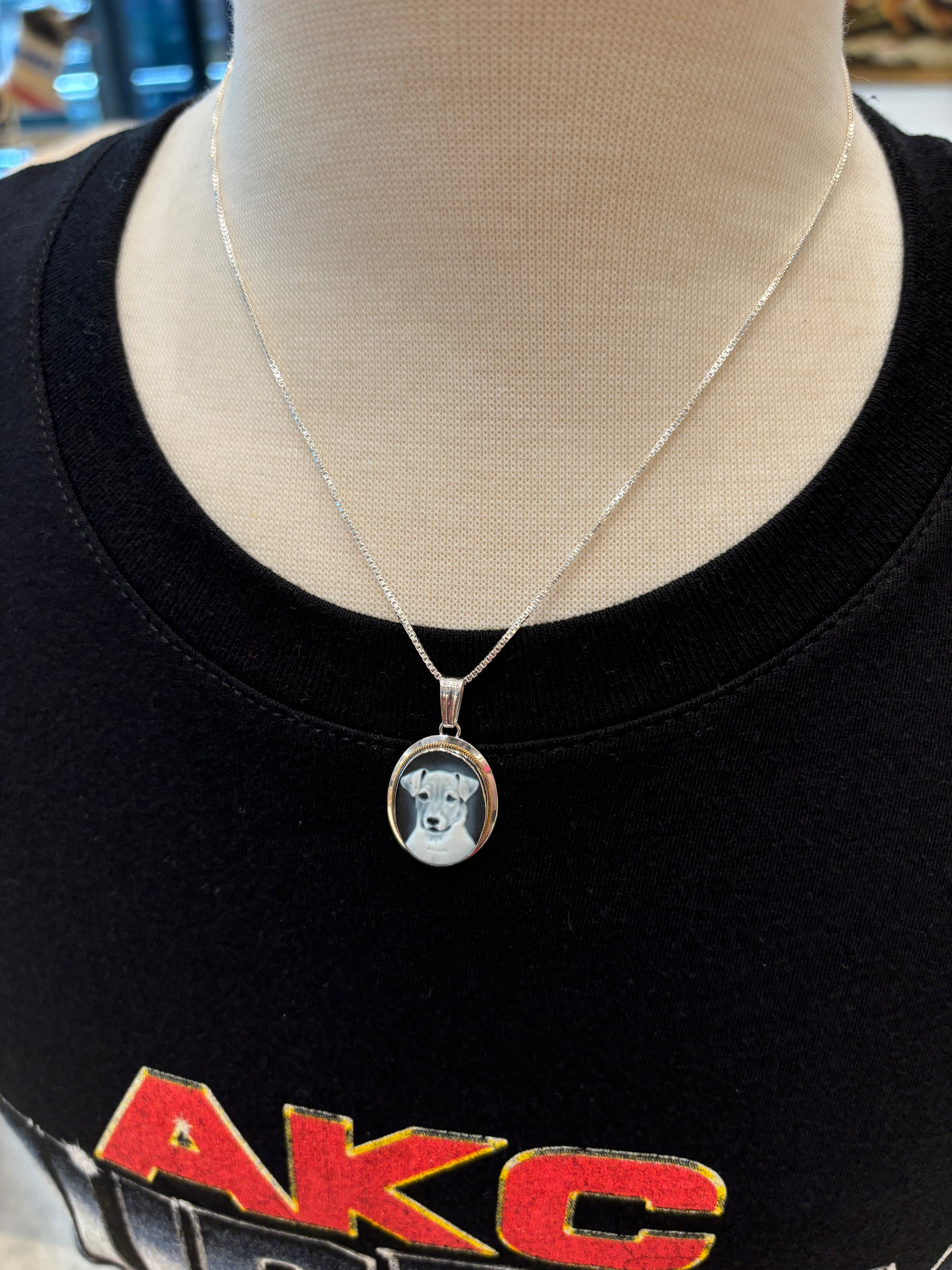 Agate Dog Cameo Necklaces