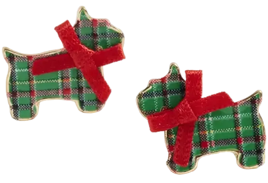 Plaid Terrier Stud Earrings