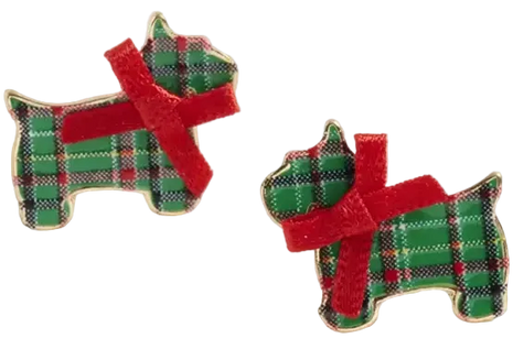 Plaid Terrier Stud Earrings