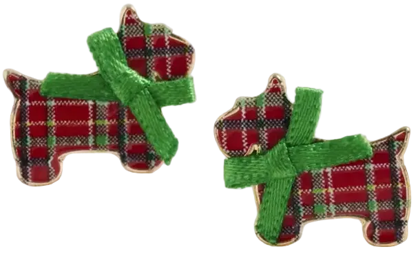 Plaid Terrier Stud Earrings
