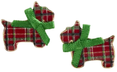 Plaid Terrier Stud Earrings
