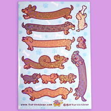 Load image into Gallery viewer, Holographic Dachshund Sticker Sheet
