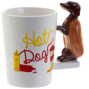Ceramic Hot Dog Handle Mug