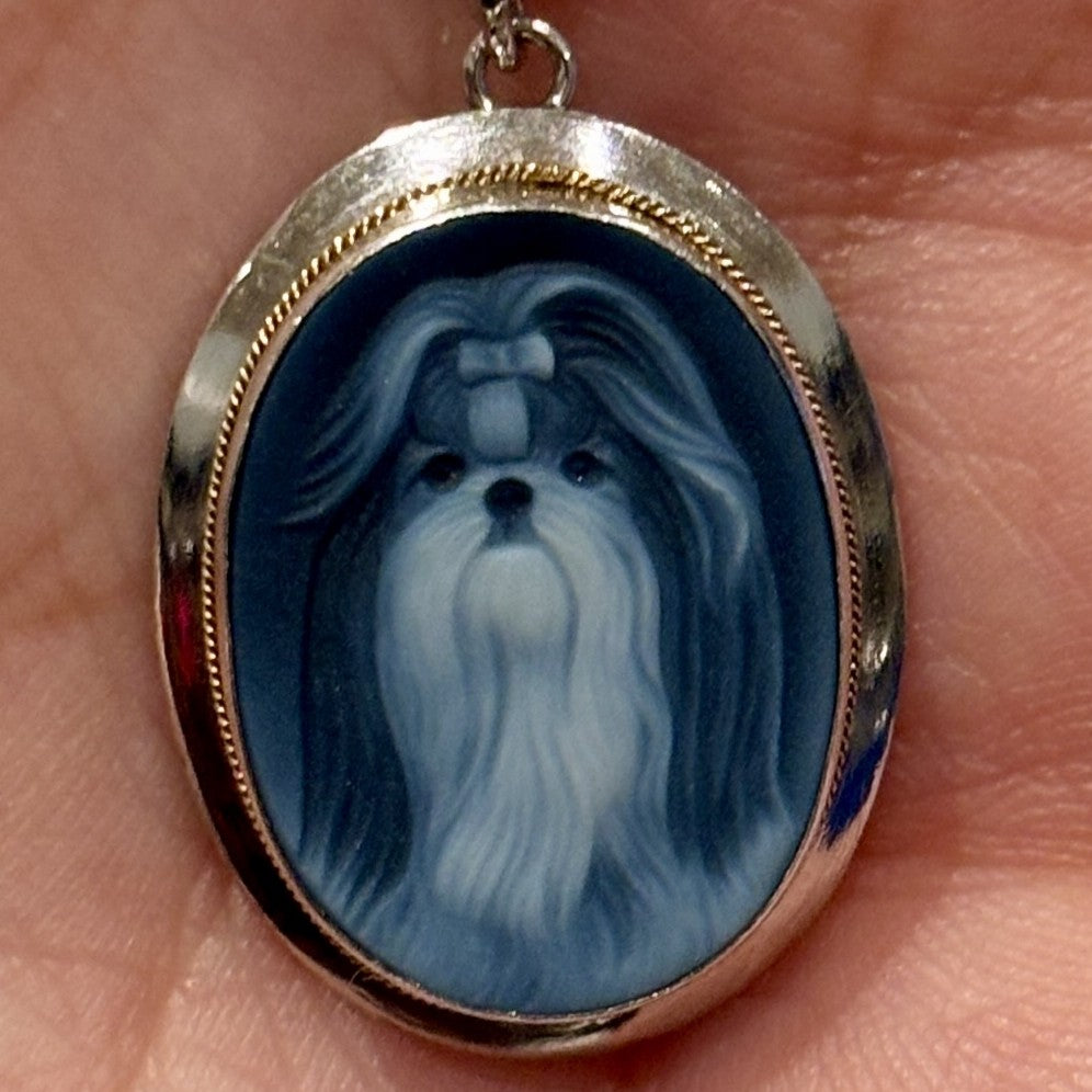 Agate Dog Cameo Necklaces