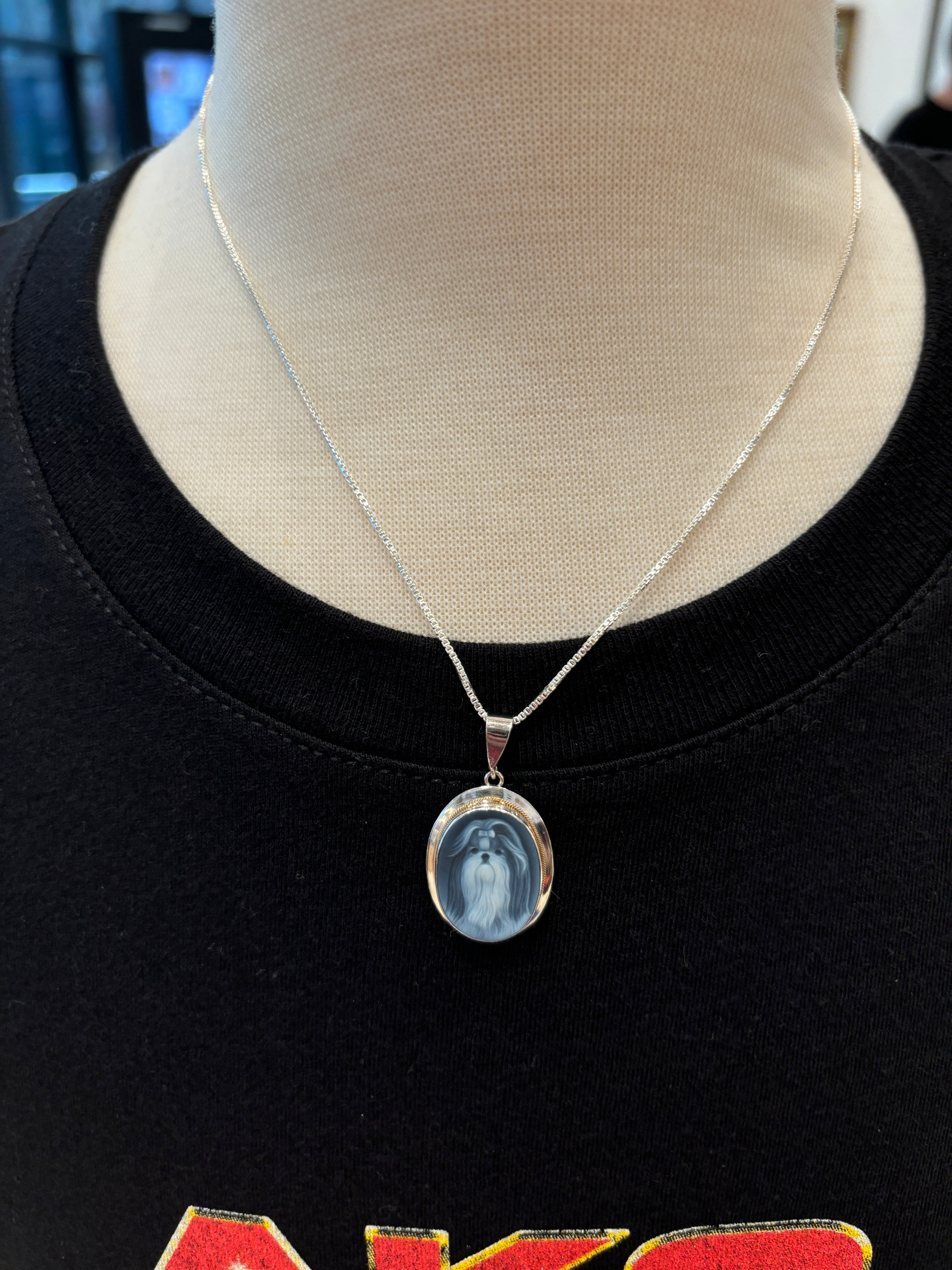 Agate Dog Cameo Necklaces