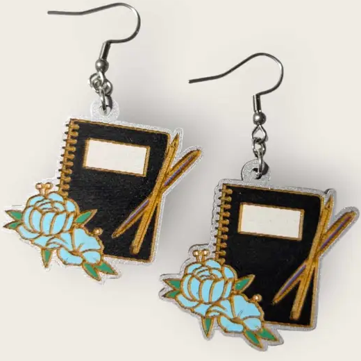 Dog & Art Themed Hand Painted Wooden Earrings