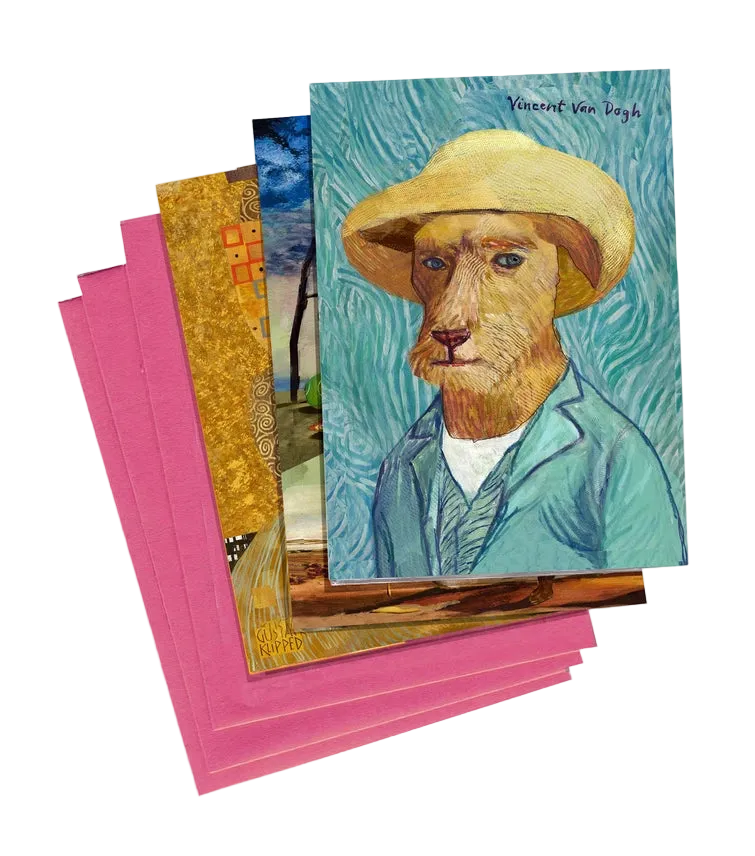 Dog Themed Famous Paintings Collection Blank Greeting Cards