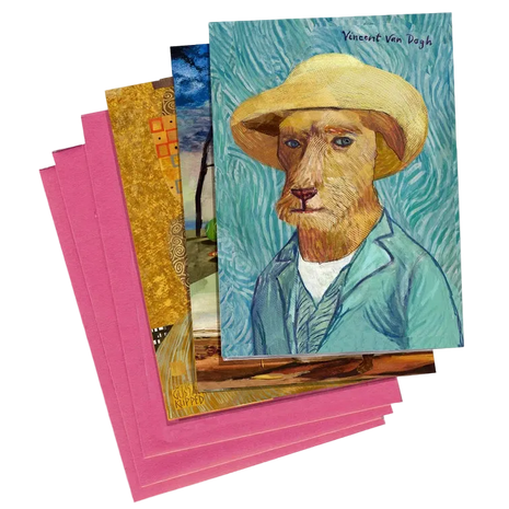 Dog Themed Famous Paintings Collection Blank Greeting Cards