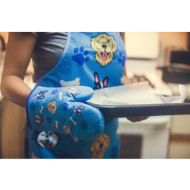 Dog, Paw, and Bone Patterned Oven Mitt & Apron