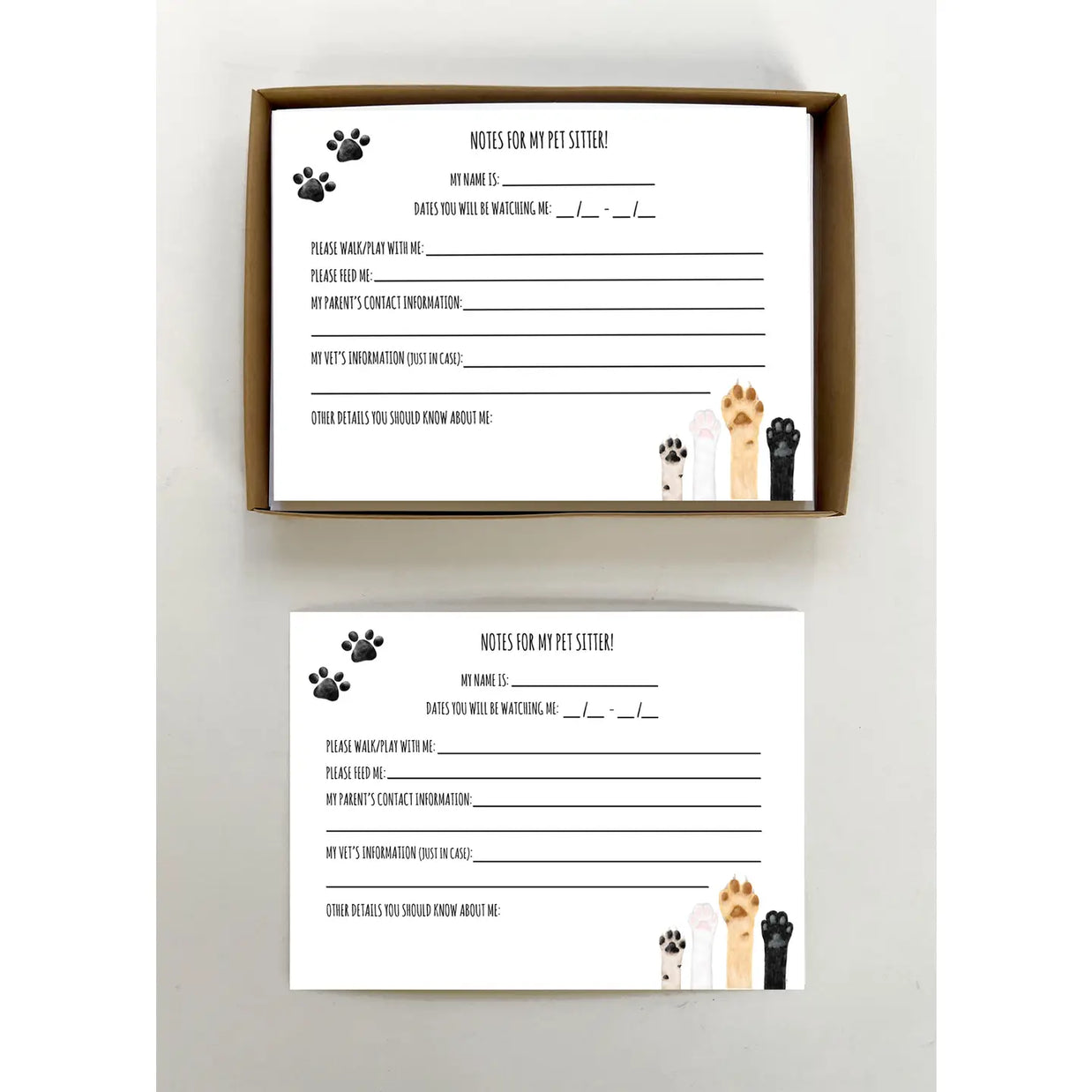 Note Packs for Pet Sitters and Vice Versa