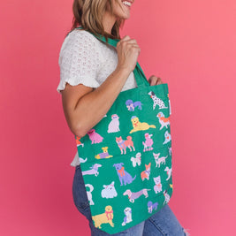 Colorful and Bright Dog Themed Tote Bags