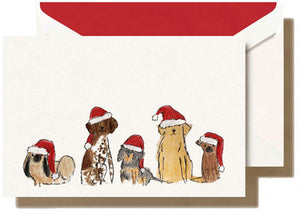 Crane Stationery Santa Dogs Cards - Box of 10
