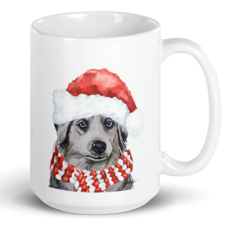 Christmas Dogs on Ceramic Mugs (over 20 breeds offered!)