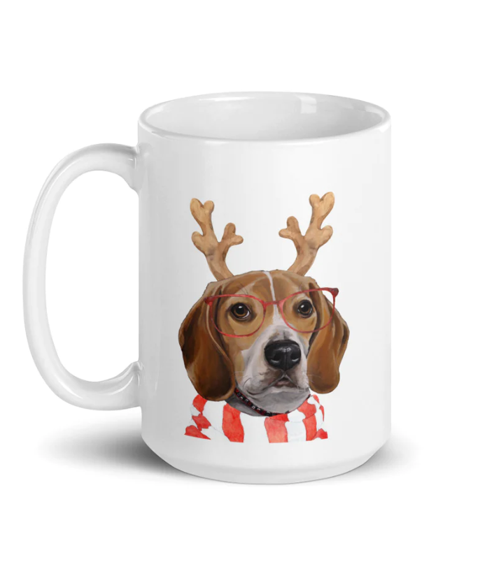 Christmas Dogs on Ceramic Mugs (over 20 breeds offered!)