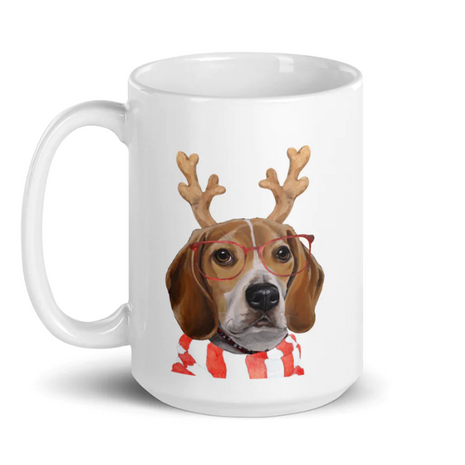 Christmas Dogs on Ceramic Mugs (over 20 breeds offered!)