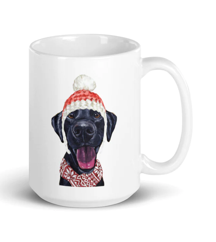 Christmas Dogs on Ceramic Mugs (over 20 breeds offered!)