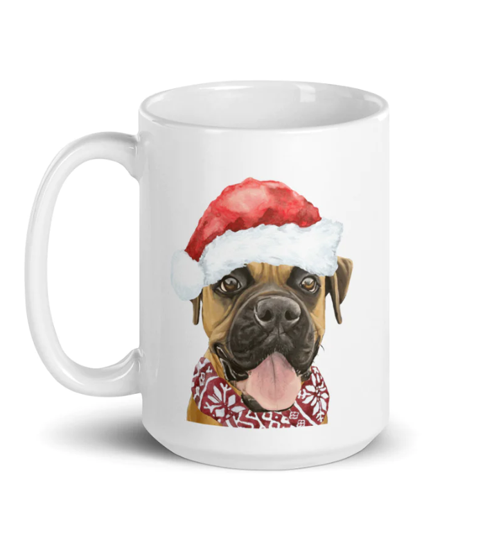 Christmas Dogs on Ceramic Mugs (over 20 breeds offered!)