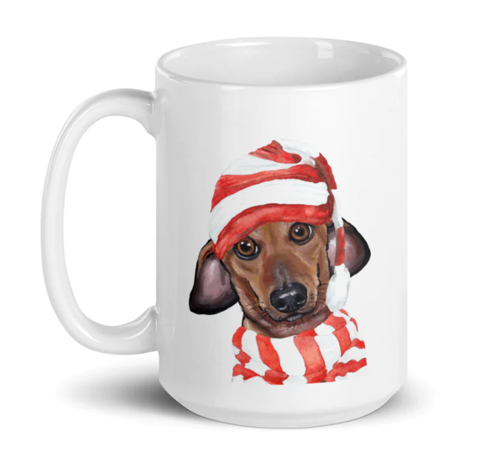 Christmas Dogs on Ceramic Mugs (over 20 breeds offered!)