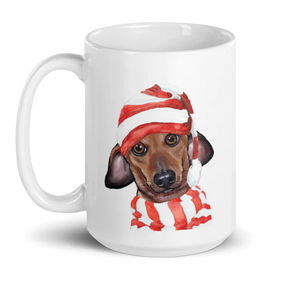 Christmas Dogs on Ceramic Mugs (over 20 breeds offered!)