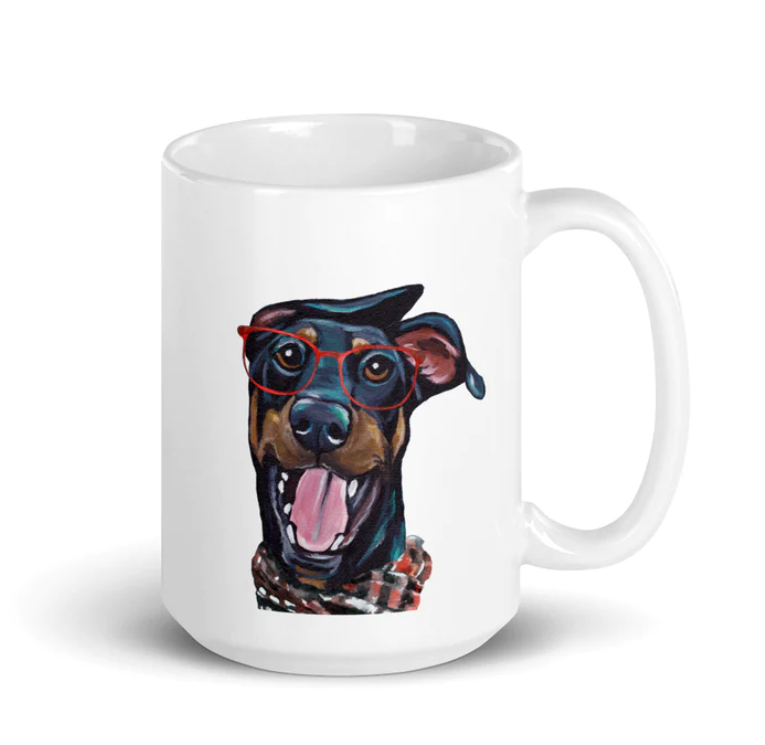 Christmas Dogs on Ceramic Mugs (over 20 breeds offered!)