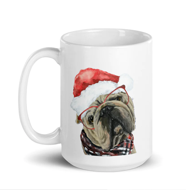 Christmas Dogs on Ceramic Mugs (over 20 breeds offered!)
