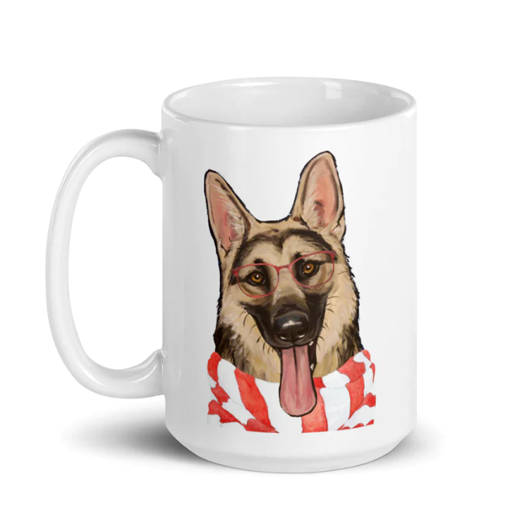 Christmas Dogs on Ceramic Mugs (over 20 breeds offered!)