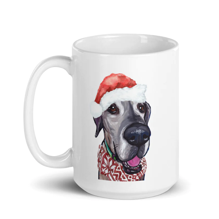 Christmas Dogs on Ceramic Mugs (over 20 breeds offered!)