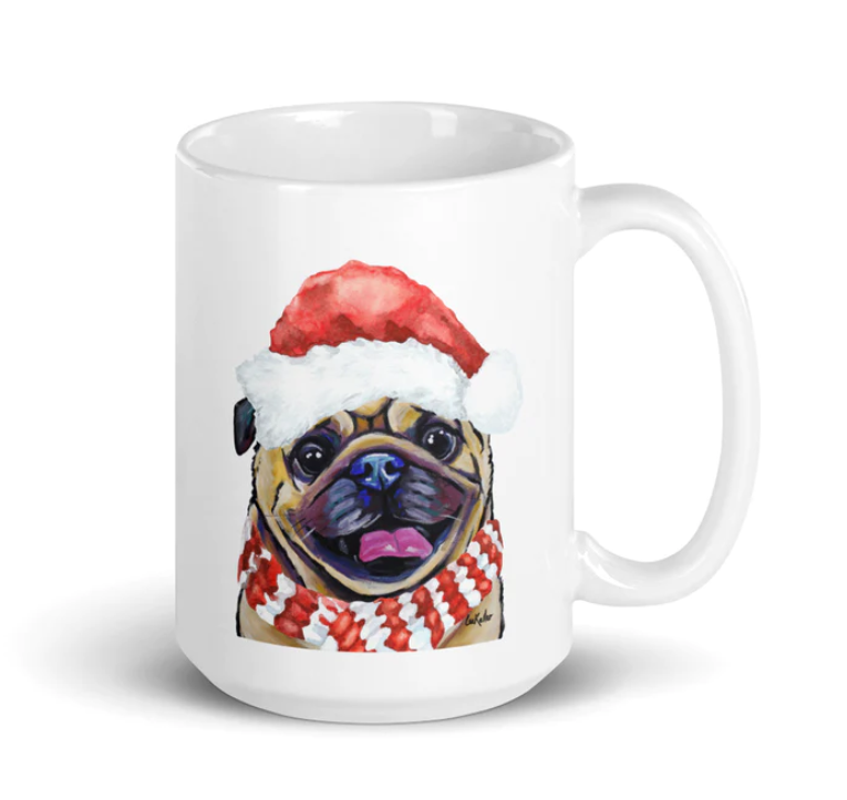 Christmas Dogs on Ceramic Mugs (over 20 breeds offered!)