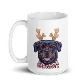 Christmas Dogs on Ceramic Mugs (over 20 breeds offered!)