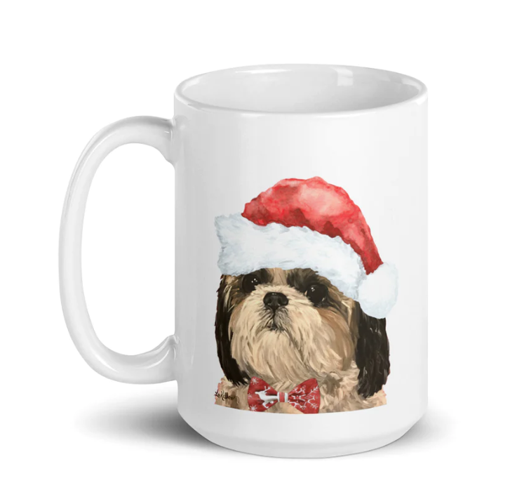 Christmas Dogs on Ceramic Mugs (over 20 breeds offered!)