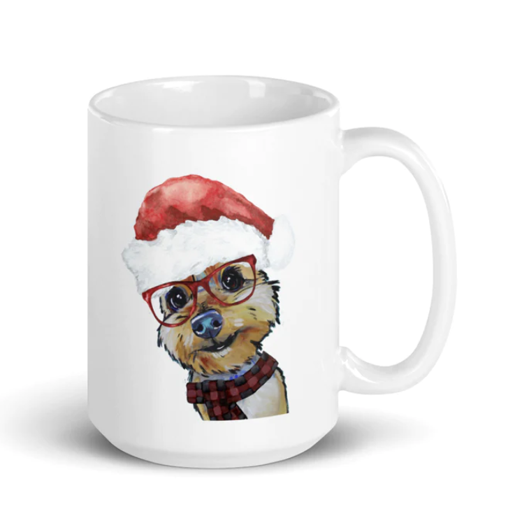 Christmas Dogs on Ceramic Mugs (over 20 breeds offered!)