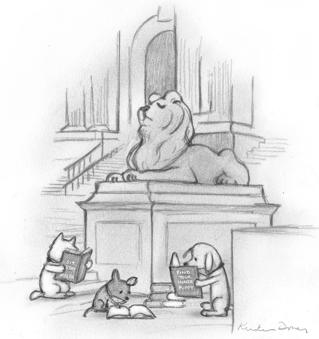 New York Public Library Dog Themed Print