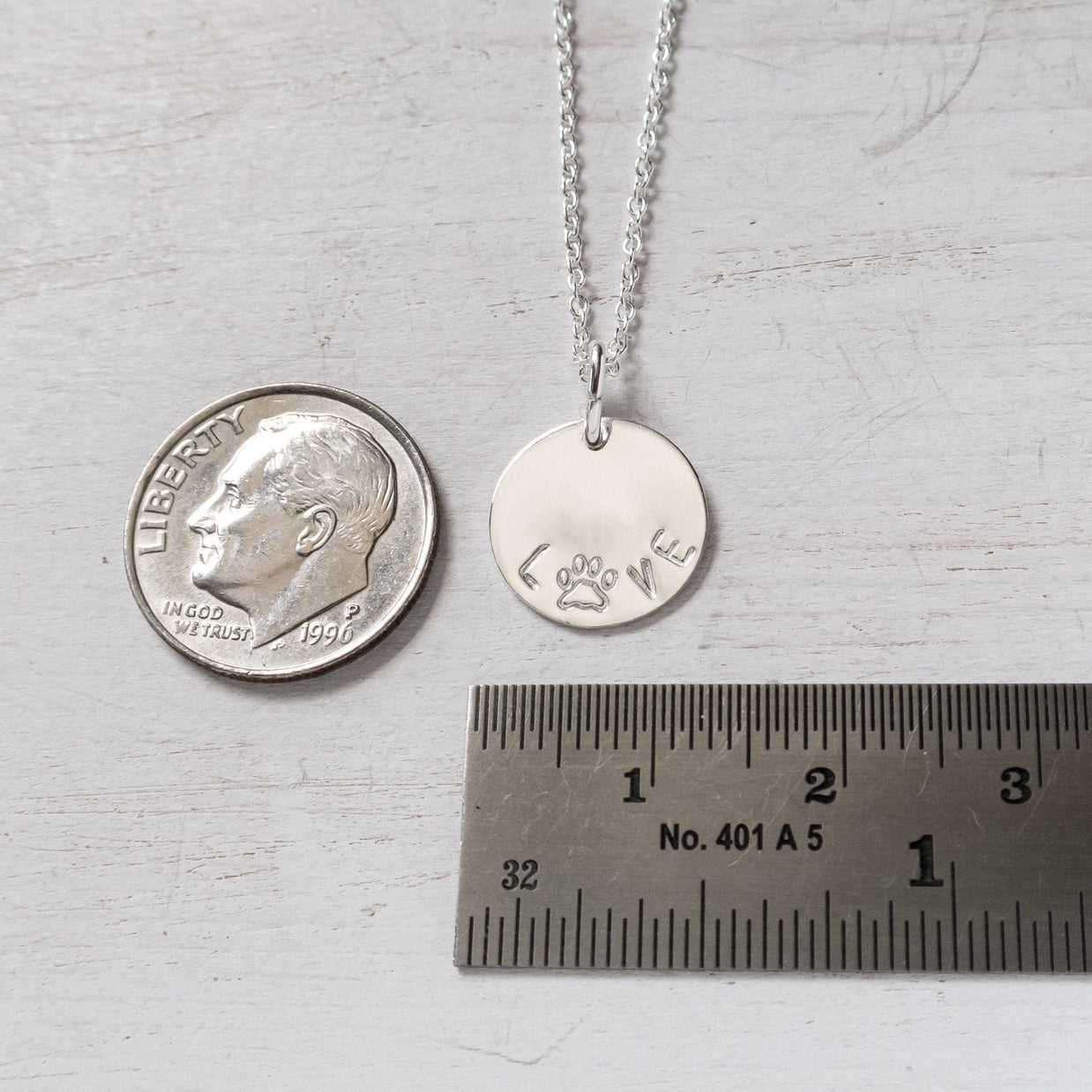 Silver Dog Paw Love Necklace