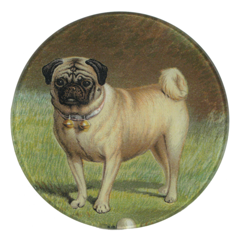 Antique and Vintage Dog Prints on Hand Blown Glass Objects