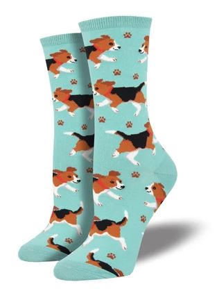 Women's Puppy Print Socks - Mint