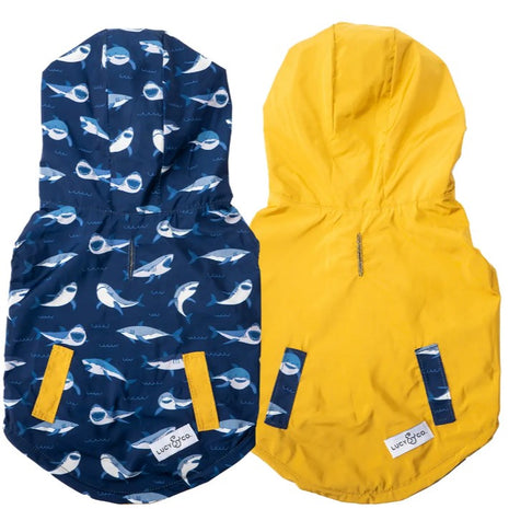 Shark Print Reversible Raincoat for Dogs