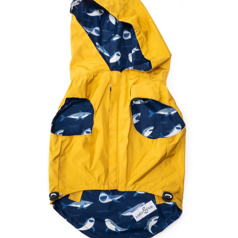 Shark Print Reversible Raincoat for Dogs