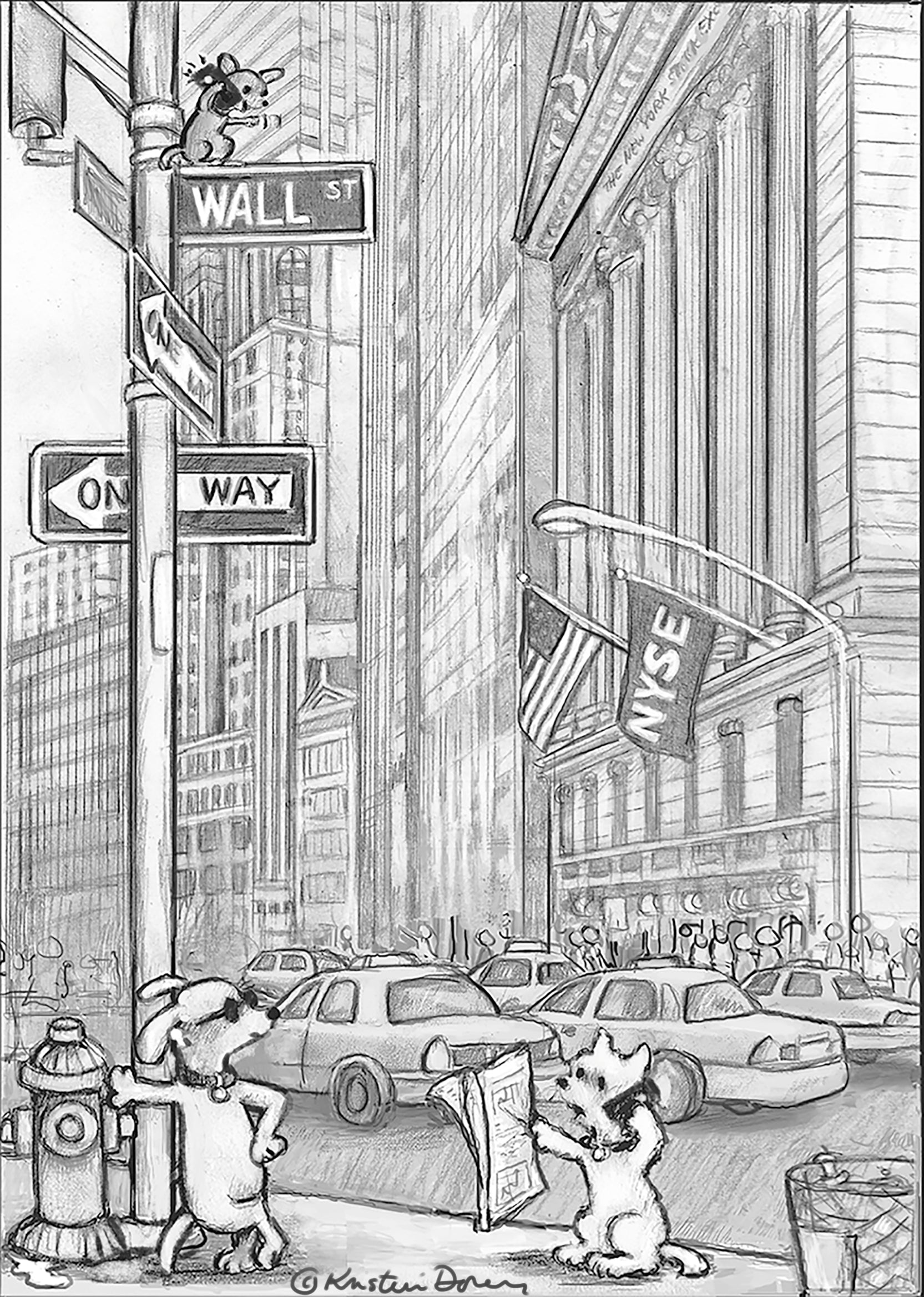 Dogs on Wall Street Print