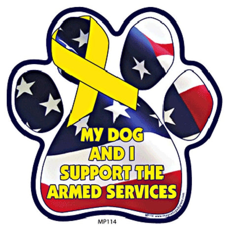 Paw Print Shaped "My Dog & I Support" Magnet - Multiple Branches Available