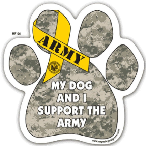 Paw Print Shaped "My Dog & I Support" Magnet - Multiple Branches Available