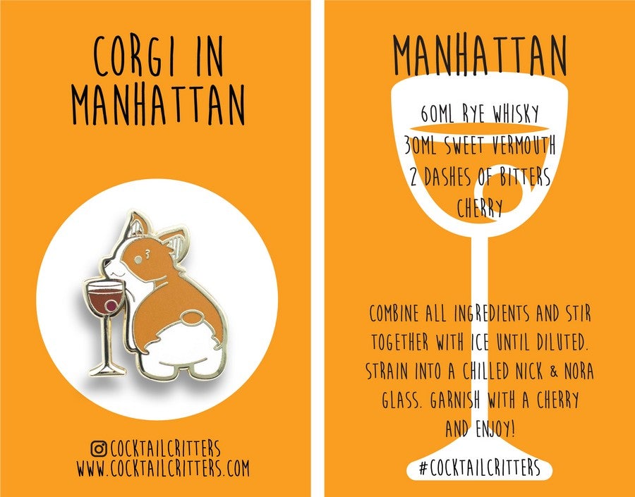 Dogs with Drinks Enamel Pins