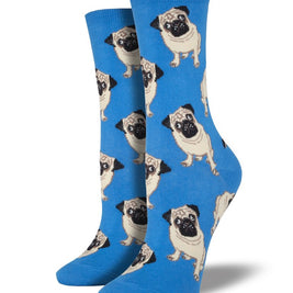 Pug Socks in Blue