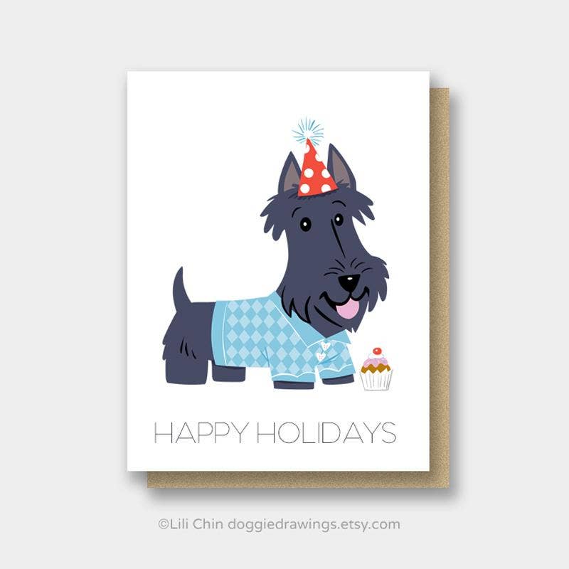 Happy Holidays Breed Specific Cards by Lili Chin